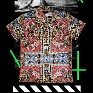 Pacsun All-Over Tiger Print Short Sleeve Hawaiian Button Up Shirt (Multi-Color)